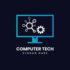 Computer tech colorful logo vector design template.