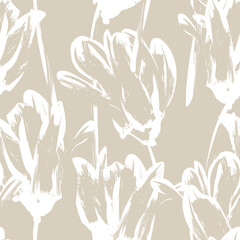 Neutral Colour Abstract Floral Seamless Pattern Design