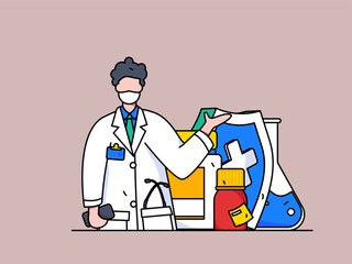 Medical Characters Anti-epidemic Flat Vector Concept Operation Hand Drawn Illustration
