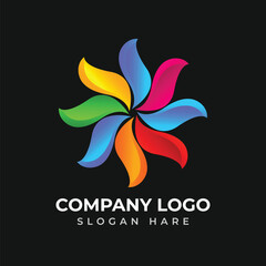 Abstract colorful flower company logo design vector.