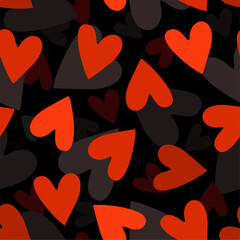 Fototapeta na wymiar Vector seamless abstract pattern with hearts on black background.
