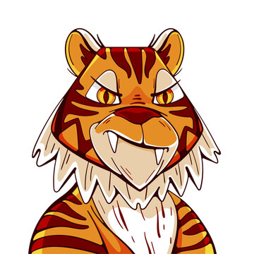 Vector character tiger in cartoon comic style.
