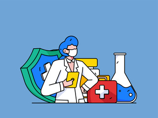 Medical Characters Anti-epidemic Flat Vector Concept Operation Hand Drawn Illustration
