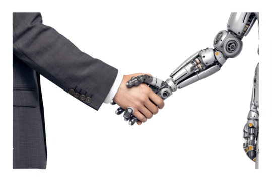 business handshake robot isolate on white