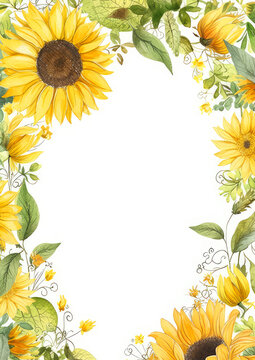 frame made of sunflowers