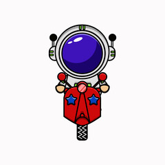 cute vector illustration of astronaut with motorbike