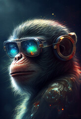 Portrait of a cool monkey as a hacker. AI genarated
