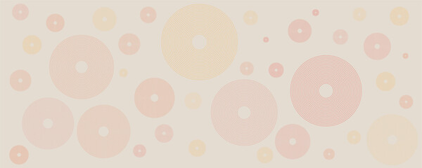 Light Pink and Brown Minimal Geometric Pattern Background With Concentric Circles, Multi Purpose Template, Round Shapes Composition,Poster, Header, Landing Page Design - Wide Scale Vector Illustration