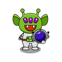 cute vector illustration of alien astronaut