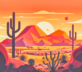 sunrise in the Desert vector, generative AI