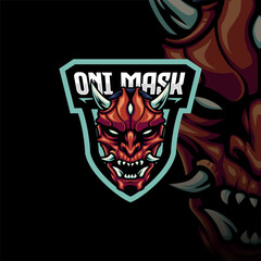 Mascot of Oni mask angry japanese that is suitable for e-sport gaming logo template
