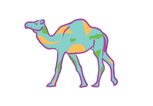 Contemporary abstract image of a one hump camel. Editable Clip Art. 