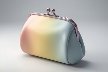 Obraz premium Colorful female purse handbag realistic 3d render on isolated background. Elegant fashionable accessory.