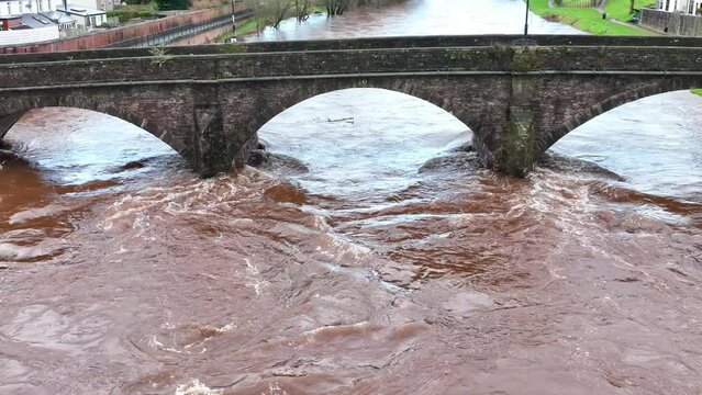Slow-motion of the Usk bridge over the river