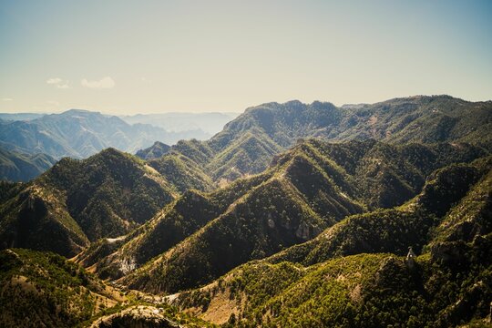 Fototapeta Aerial shot of Copper Canyon with rocky mountains and ravines in Croatia