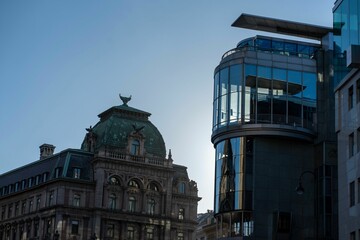 Beautiful shot of new and old architectural buildings in Vienna, Austria