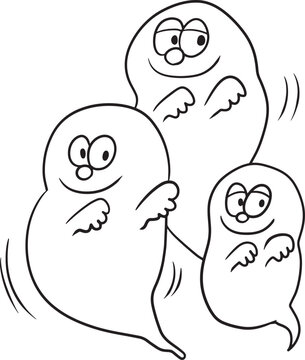 ghost cartoon doodle kawaii anime coloring page cute illustration drawing clip art character chibi manga comic