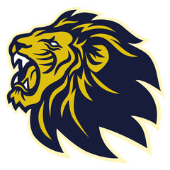 Lion Head Roaring Logo Design Icon Sports Mascot Template