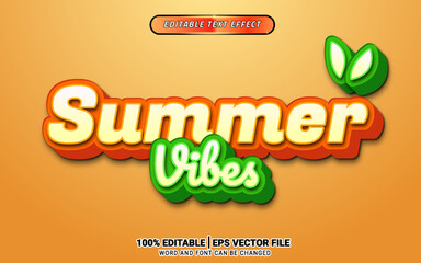summer vibes 3d text effect editable template design