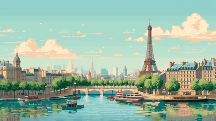Zelfklevend Fotobehang pixel art landscape paris france © Юрий Маслов