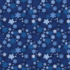 seamless flower pattern on blue background