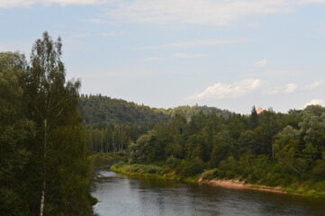 Obraz premium Palace of Sigulda near the Gauja River, Latvia
