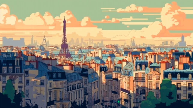 pixel art landscape paris france