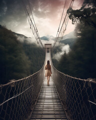 Fototapeta premium person on the bridge