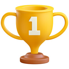 3d gold cup isolated on transfparent background