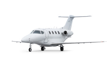 White modern private jet isolated on transparent background