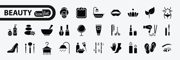 Beauty icon collection - vector silhouette