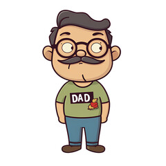 Cute Cartoon Dad Illustration Isolated