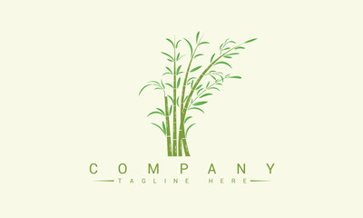 bamboo logo template. green bamboo trees vector design.