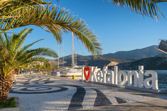 Waterfront of Argostoli Town on Kefalonia island, Ionian sea, Greece