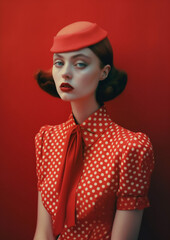 colourful woman retro hat portrait fashion beauty latex creative glasses art. Generative AI.