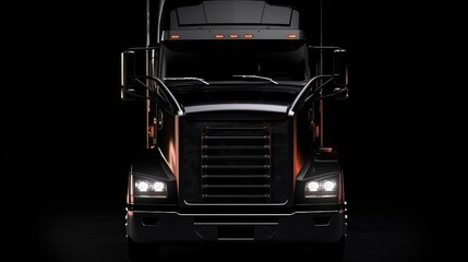Front view of a truck on a black background. Generative AI