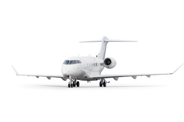 White luxury business jet isolated on transparent background