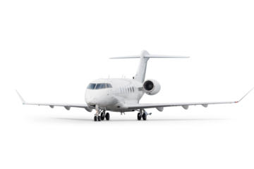 White luxury business jet isolated on transparent background