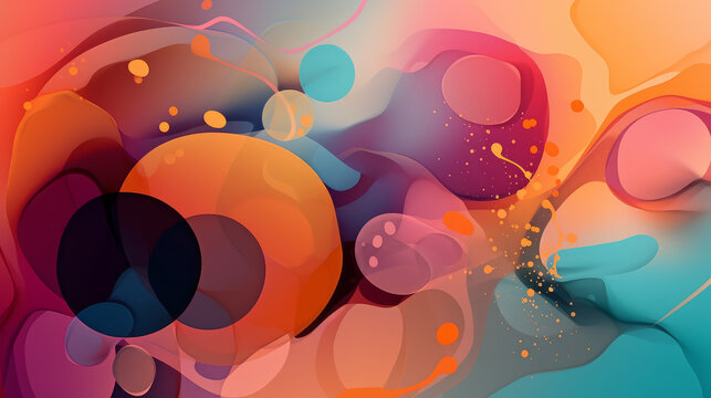 abstract image with blue, orange and purple blobs, in the style of digital gradient blends. Generative AI Art Illustration