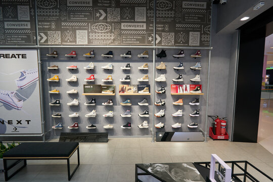 HO CHI MINH CITY, VIETNAM - CIRCA MARCH, 2023: interior shot of Converse retail store in Crescent Mall. Converse is an American lifestyle brand