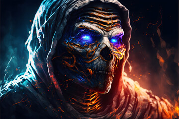 Evil mummy created with generative AI technology