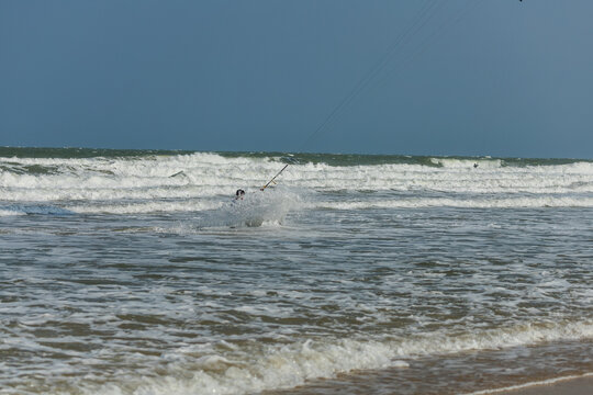 photo shoot of freestyle kiteboarding
