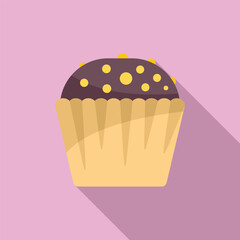 Chocolate muffin icon flat vector. Food cupcake. Sweet fresh