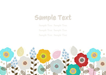 ポップ カラフル 大輪の花畑 フレーム