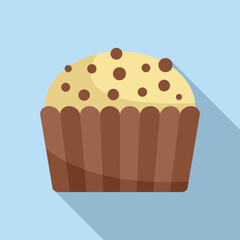 Bread muffin icon flat vector. Cake food. Sweet chip