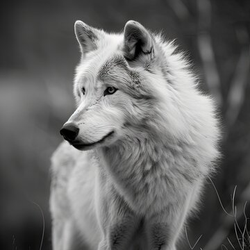 Wolf, beautiful natural scene of wild animal in a natural forest. Generative AI