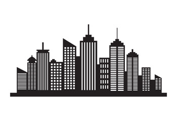 Building silhouette cityscape silhouette.
Modern flat city architecture urban city landscape