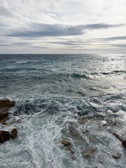 Natural background of azure sea waves closeup , French Riviera