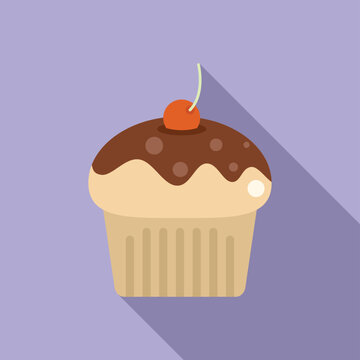 Pastry muffin icon flat vector. Cake food. Cute nutrition