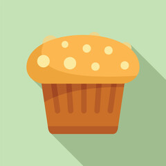 Dessert muffin icon flat vector. Cake food. Pastry cute